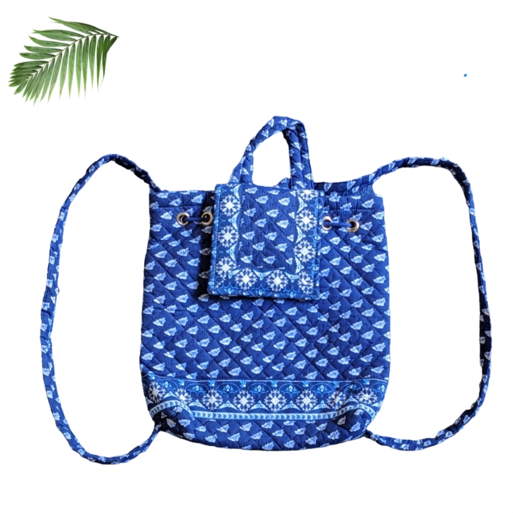 Taylor Layne quilted blue and white backpack NWT